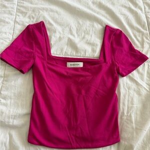 Babaton Bright Fuchsia Square Neck Short Sleeve Top